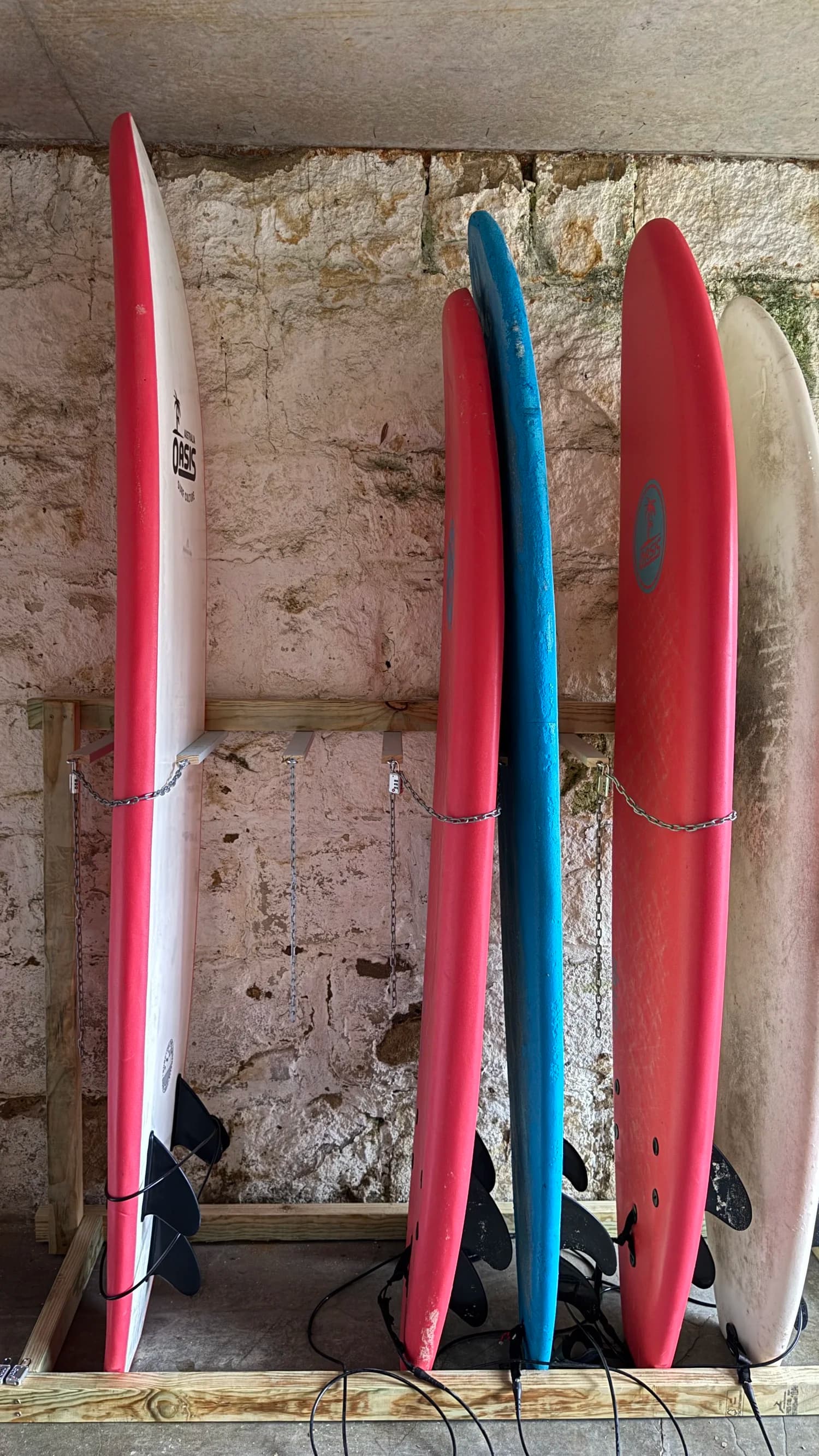 Selection of surfboards available for rental
